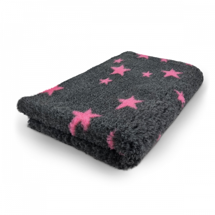 Vet Bed Sterne anthrazit & fuchsia 150x100cm Gummi Anti Rutsch