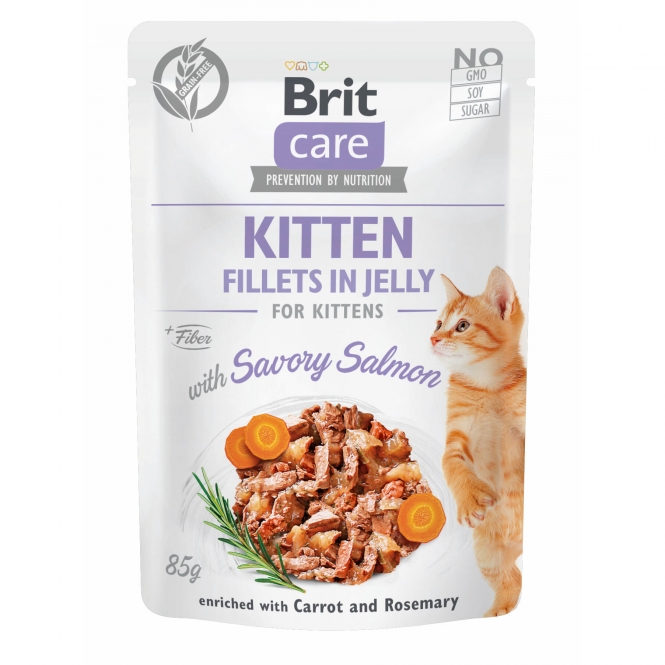 Brit Care Cat PB Fillets in Jelly - Lachs Kitten 85g