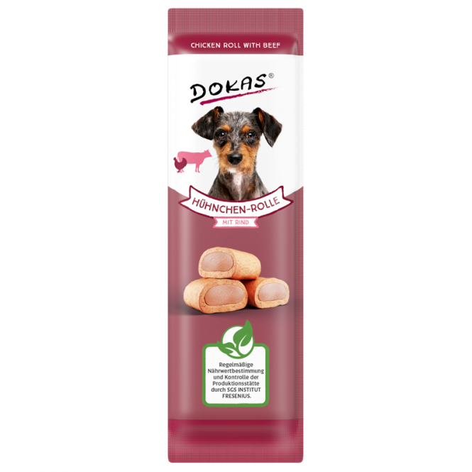 Dokas Dog Snack Hühnchen-Rolle mit Rind 10g