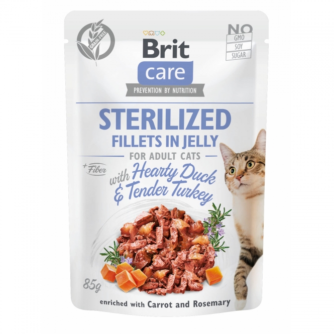 Brit Care Cat PB Fillets in Jelly - Ente & Truthahn Sterilized 85g