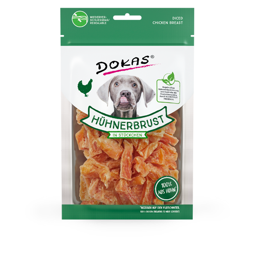 Dokas Hunde Snack Hühnerbrustfilet in Stückchen 70g