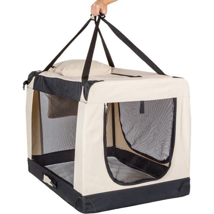 Hundetransportbox L faltbar beige 81 x 58 x 58 cm