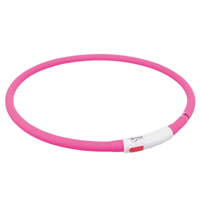 Trixie Flash Leuchtring USB aus Silikon - pink